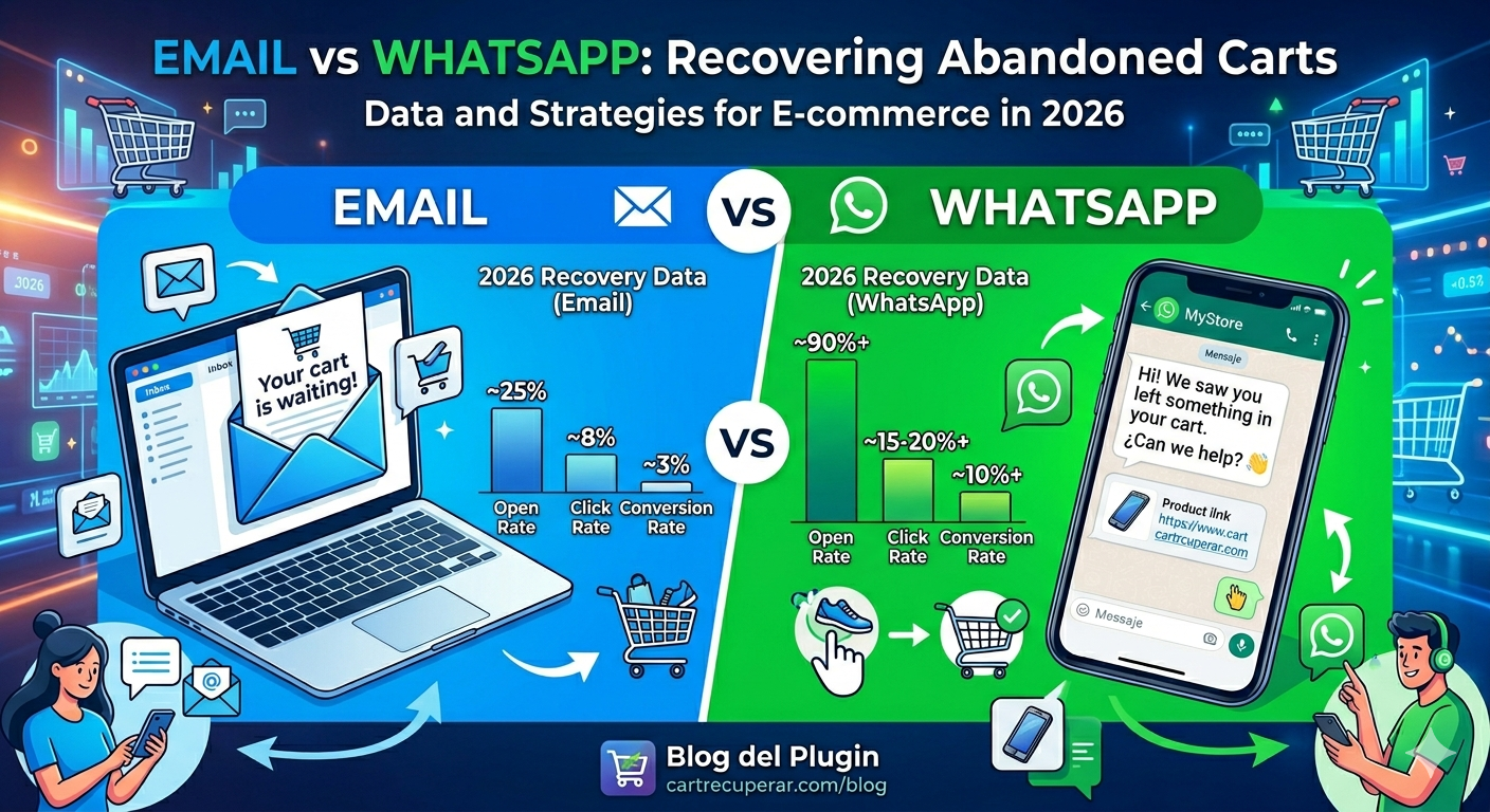 Email vs WhatsApp for Abandoned Cart Recovery: 2026 Data